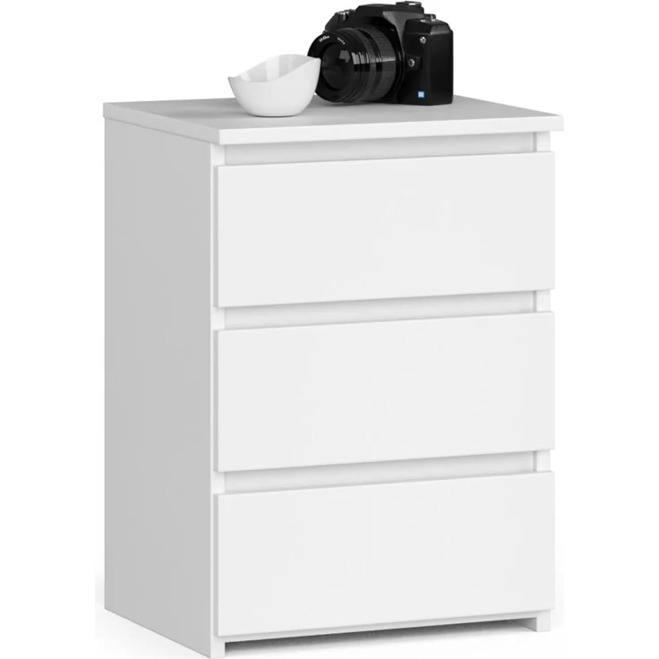 Home Collective Kommode 40 cm breit Holz Highboard Sideboard für Flur Schlafzimmer Wohnzimmer (Mehrzweckschrank Schrank schmal Kommode Schlafzimmer mit Schubladen), Kinderzimmer Organizer, 57 cm hoch mit 3 Schubladen weiß – Bild 1