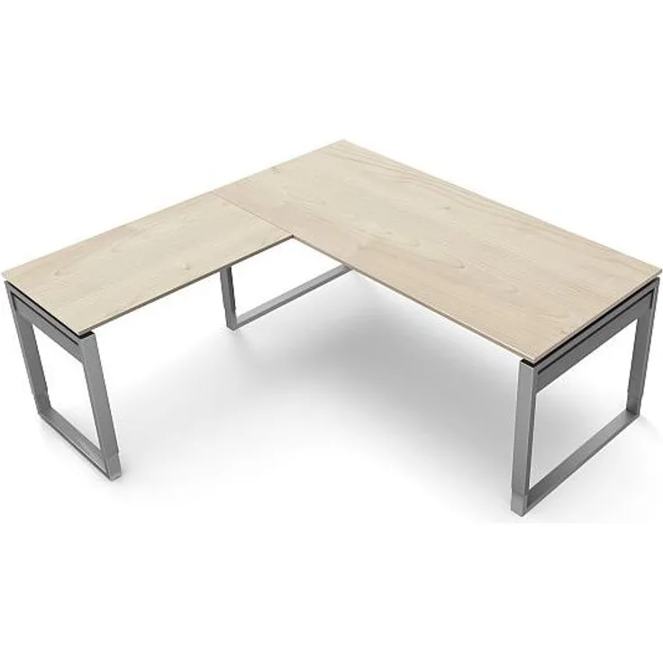 Kerkmann Schreibtisch 4053 Form 5 180x80x68-82 cm Bügel-Gestell höhenverstellbar mit Anbautisch Ahorn