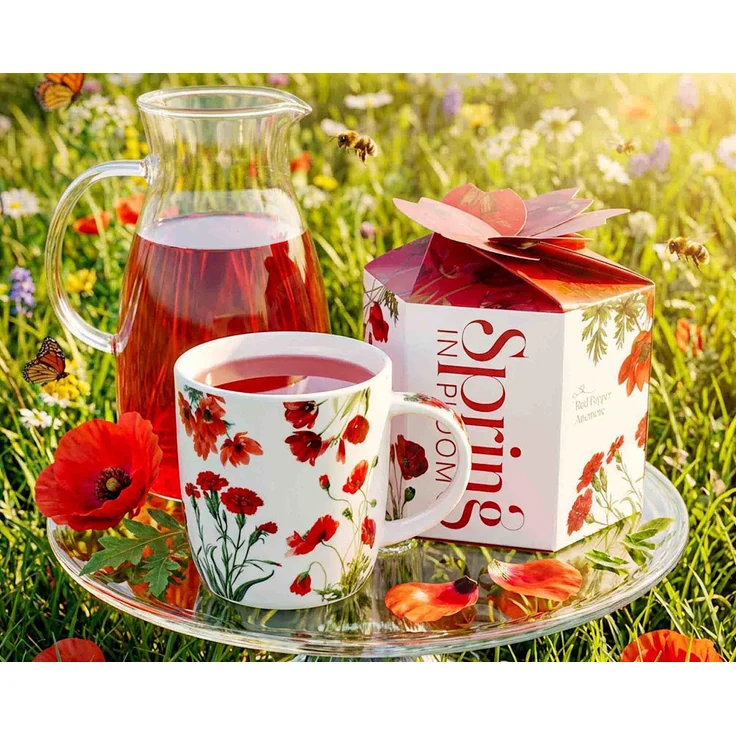 DUO Spring in bloom Becher 400 ml RED FLOWERS in dekorativer Box, New Bone China Porzellan – Bild 8