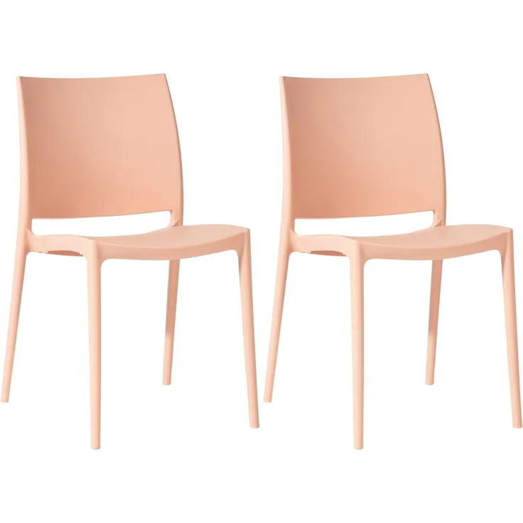 CLP 2er Set Gartenstühl Meton mit Lehne stapelbar wetterfest UV-beständig bis 150 kg,pfirsich