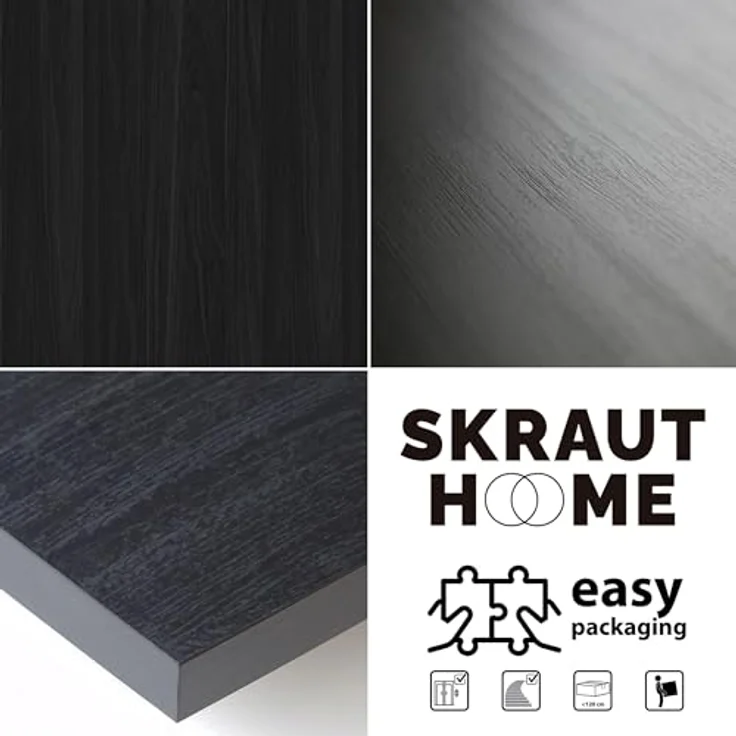 Skraut Home - Esstische | 10 Personen | 200 | Robust und stabil Dank Seiner Struktur und solide Beine | Ideal für Familienversammlungen | Schwarz | Industrielles Stil – Bild 6
