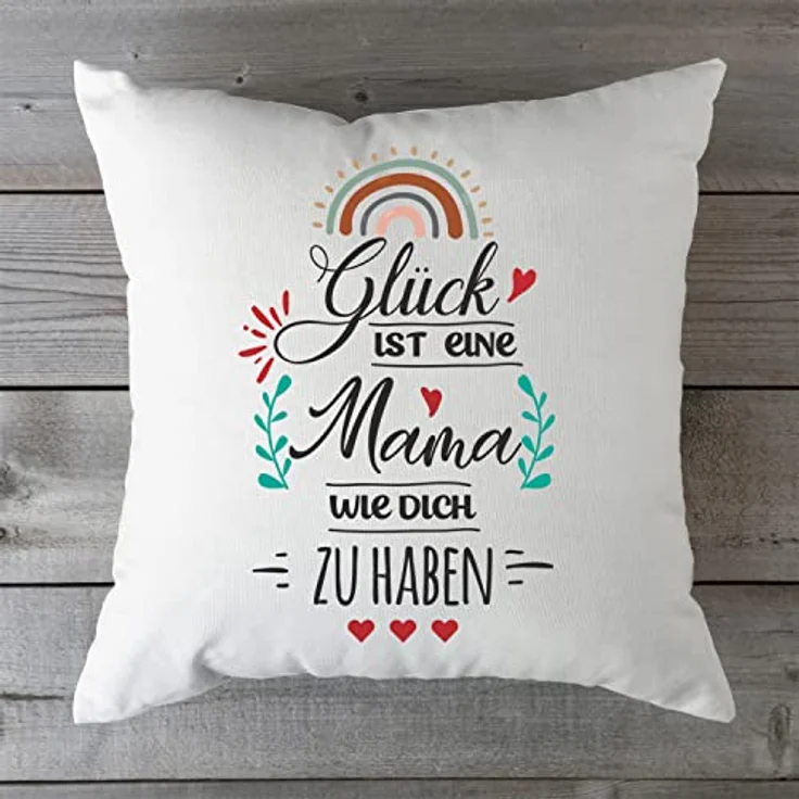 GRAVURZEILE Zierkissen mit Spruch - Glück ist - Geschenk für Freunde & Familie -, starke Farben ohne verblassen - Mama - mit Füllung – Bild 5