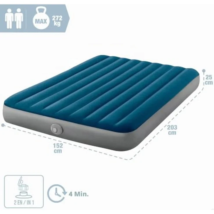 INTEX INTEX Luftbett mit Pumpe 152 x 203 x 25 cm Dunkelblau und Grau 42035639 – Bild 4