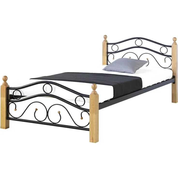 Homestyle4u Metallbett inkl. Lattenrost, Metall schwarz, 90x200 cm