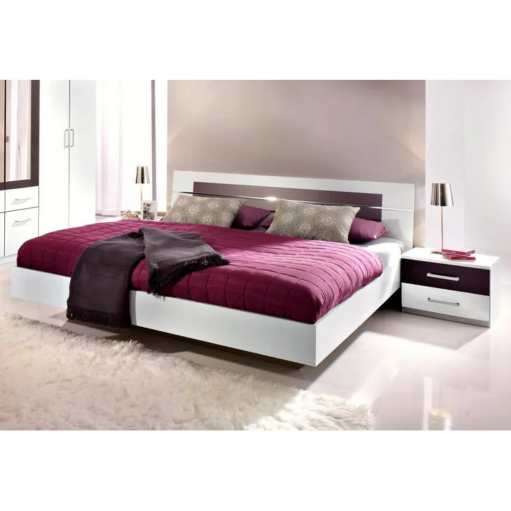 rauch Bettanlage Doppelbett Futonbett BURANO in schwebender Optik, (Set, 3-tlg), und abgesetztem Kopfteil mit 2 Nachttischen MADE IN GERMANY