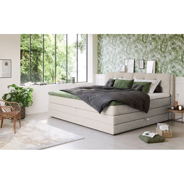 COTTA Boxspringbett FORT II, Stauraum- und Familien-Bett mit Bettkasten & TFK-Matratze, inkl. Topper, softer Strukturstoff, 160-240x200 cm – Bild 2