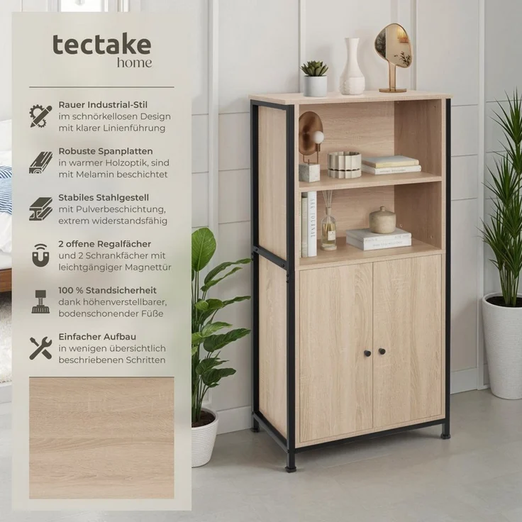 tectake Highboard Doncaster (Highboard, Montagematerial, Montageanleitung), Industrial Style – Bild 2