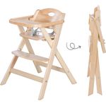 roba Klapphochstuhl mit Essbrett - platzsparend - klappbar - mit 3 Punkte Gurt - Holz natur
