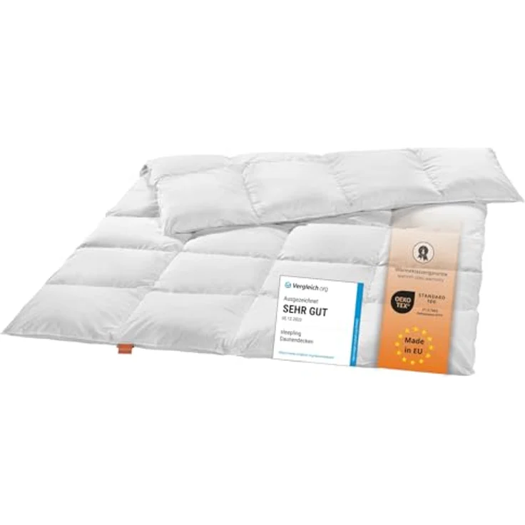 sleepling Daunenbettdecke Komfort Daunendecke, Füllung: 90% Daunen, 10% Federn, Bezug: 100% Baumwolle, waschbar bei 60°C, 5 Wärmeklassen, für Allergiker geeignet NOMITE – Bild 2