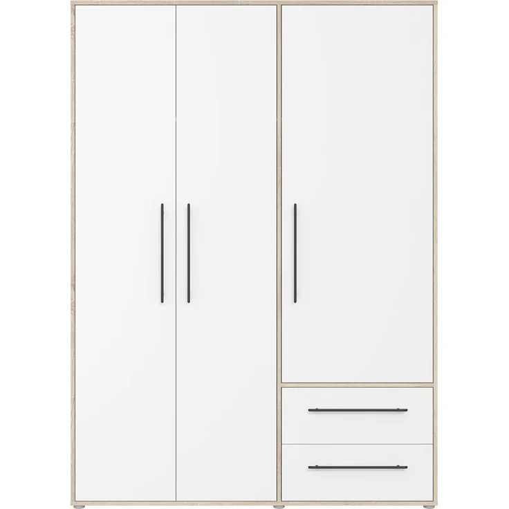 Forte Kleiderschrank MOKKARIS - Schlafzimmer Drehtürenschrank in Weiß (120) / Sonoma Eiche (D30) – Bild 4