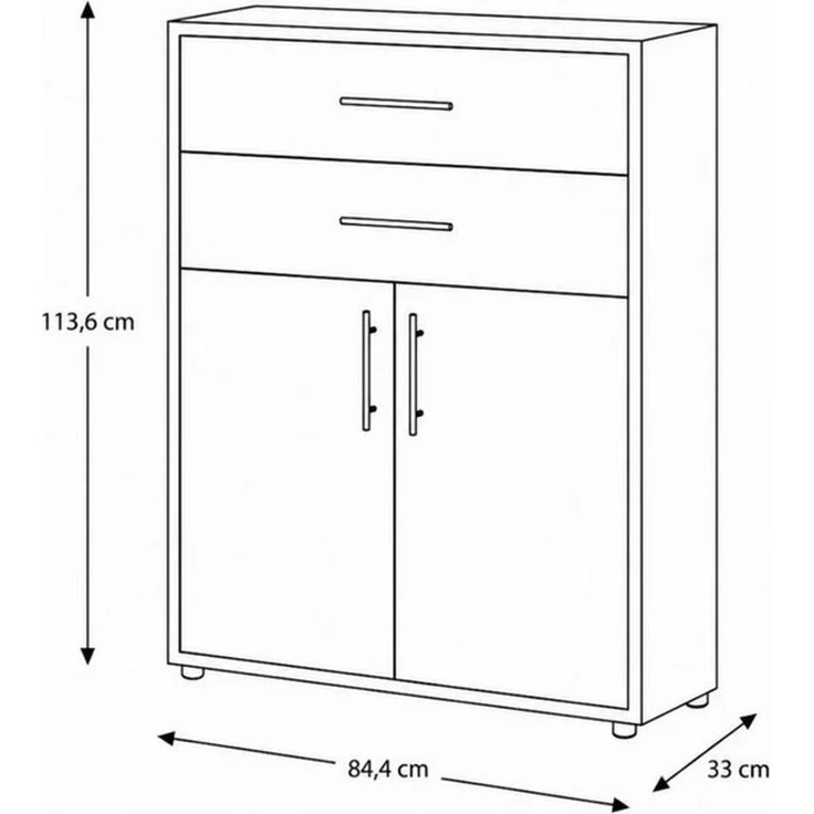 BMG Möbel Aktenschrank BMG Möbel Schubkasten Schrank, 2 Türen in 15 verschiedenen Farben (84,4 x 113,6 x 33 cm) Fronten Matt oder Hochglanz, Made in Germany – Bild 4