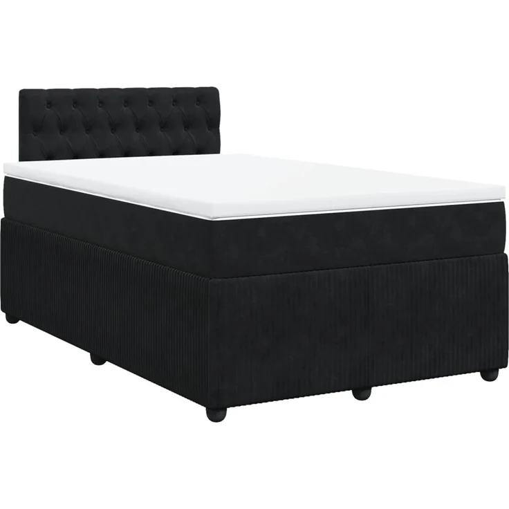 vidaXL Boxspringbett mit Matratze Schwarz 120x190 cm Samt 3287694 – Bild 2