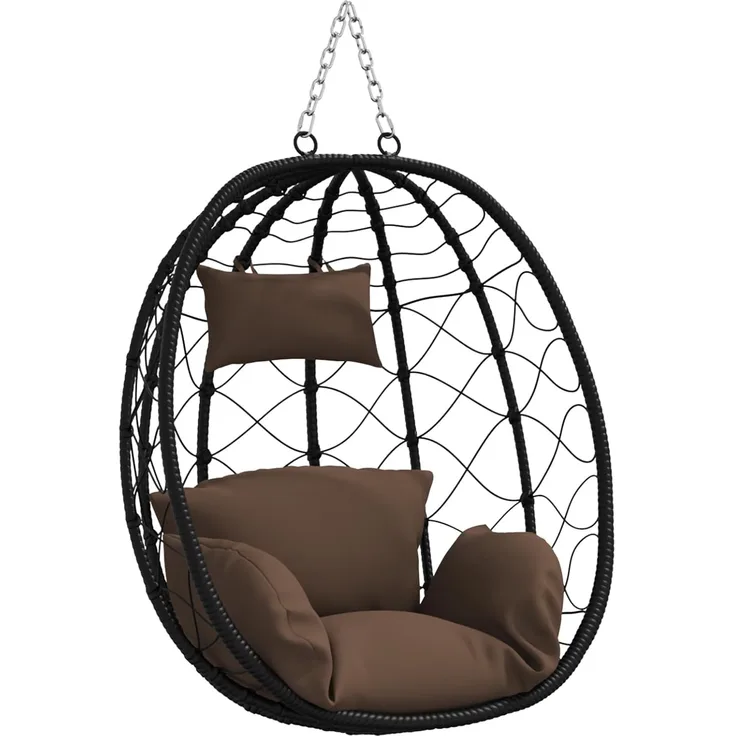 vidaXL Hängendes Ei-Stuhl Kaffeebraun 91,5 x 60 x 110 cm Poly-Rattan 42003847
