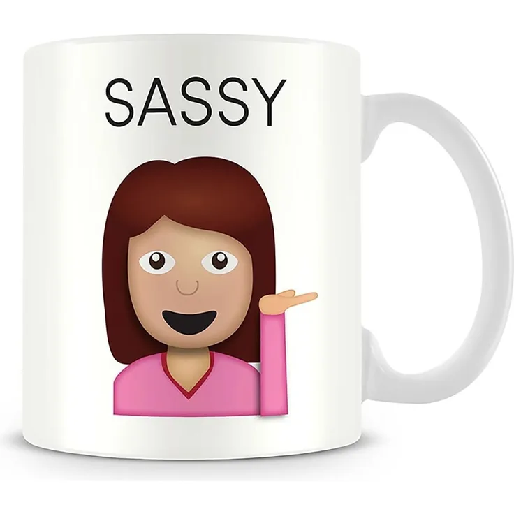 Thumbs Up Sassy Mug Emoji Tasse, Keramik, weiß, 12x9. 5x8 cm