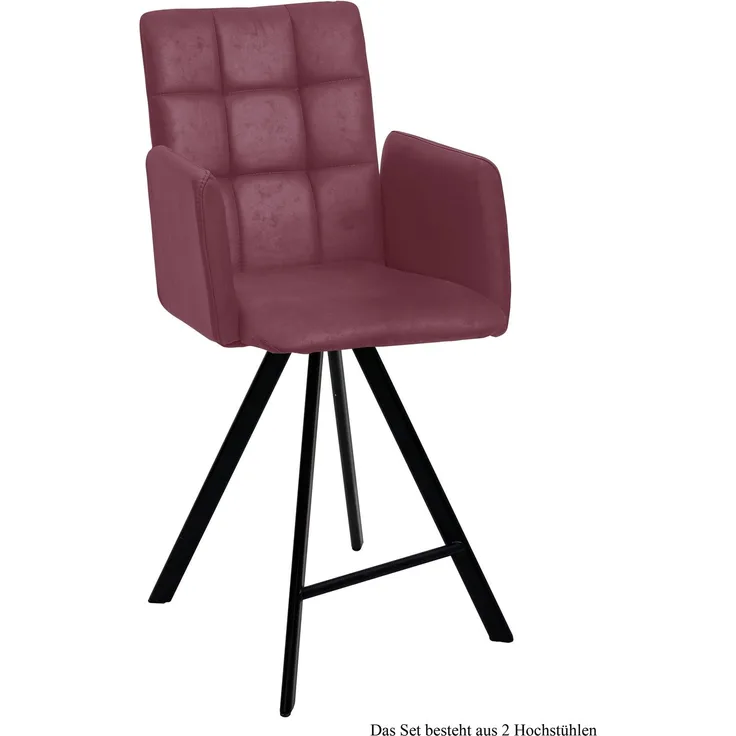 Thekenstuhl drehbar (2er-Set) Devalyn 52x108x60 Schwarz/Marsala