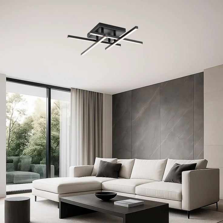 MeLiTec LED Deckenleuchte D121, warmweiß, nickel matt, aus Metall, verstellbare Arme, moderne Deckenlampe eckig – Bild 1