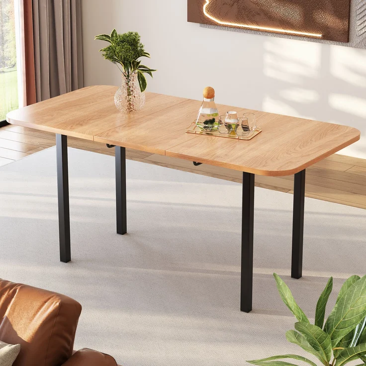 Ausziehbarer Esstisch 120/160x80x75 cm, American White Oak Optik – Bild 4