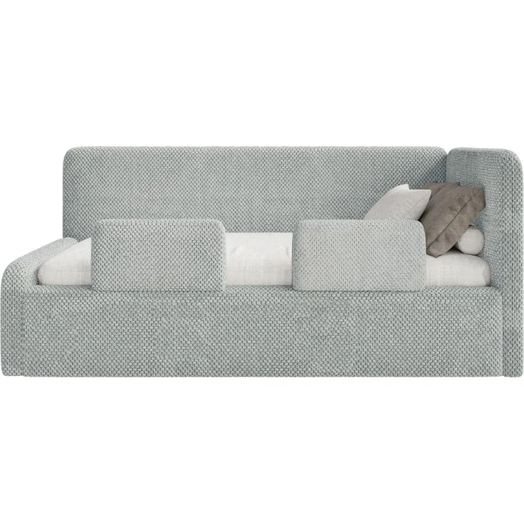 Selsey 'Fanko' Kinderbett 90x200 cm mit Rausfallschutz, Matratze, Kopfteil rechts, Plüsch, Grau – Bild 6