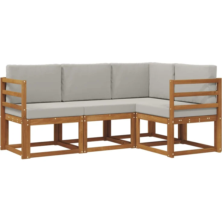 vidaXL Outdoor-Sofagarnitur 4 stk. 4-Sitzer Natur und Hellgrau 3366309 – Bild 2