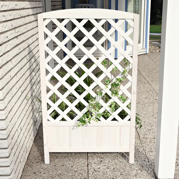 Blumenkasten Holz Rankkasten Rankgitter Rankhilfe Blumenständer Blumenkübel weiß – Bild 7