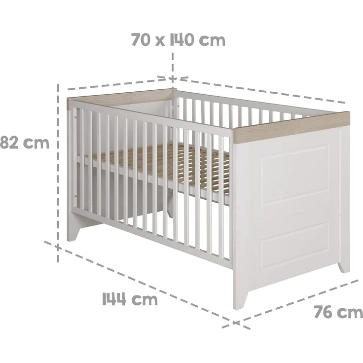 roba Kinderzimmerset 'Felicia' 3-teilig - Bett 70 x 140 - Kleiderschrank 3-türig - Weiß / Luna Elm – Bild 27