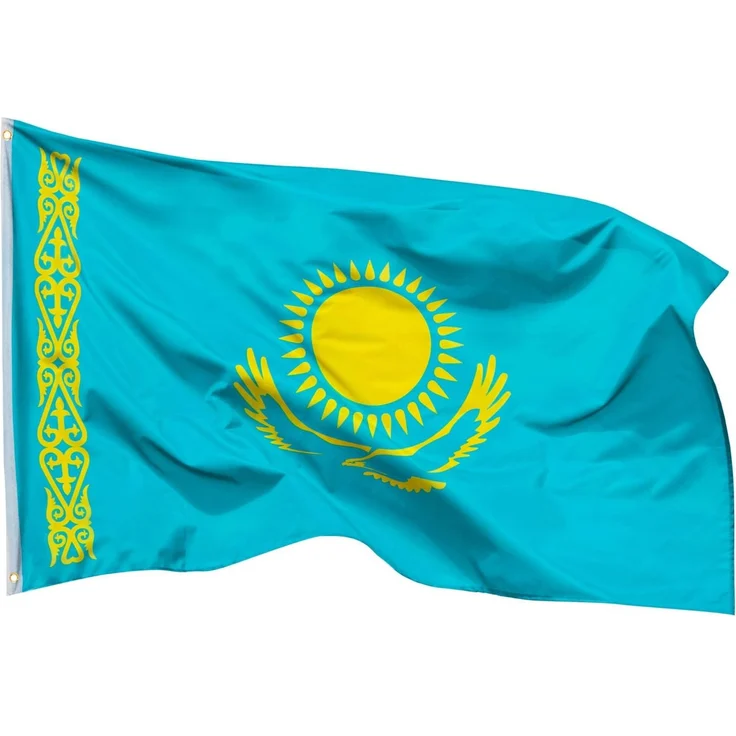 PHENO FLAGS Kasachstan Flagge 90x150 cm - wetterbeständige Fahne mit Messingösen, 100% Polyester, robuste Doppelnaht & in lebendigen Farben - ideal für Flaggen-Liebhaber