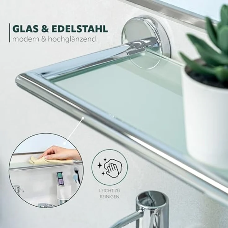 bremermann Wandregal Bad-Serie LUCENTE - Glasablage inkl. Klebeset, aus Glas – Bild 4