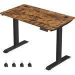 SONGMICS Höhenverstellbarer Schreibtisch elektrisch, 60 x 120 cm Tischoberfläche, Doppelmotor, stufenlos verstellbar, Memory-Funktion mit 4 Höhen, Auffahrschutz, vintagebraun-schwarz LSD201X01