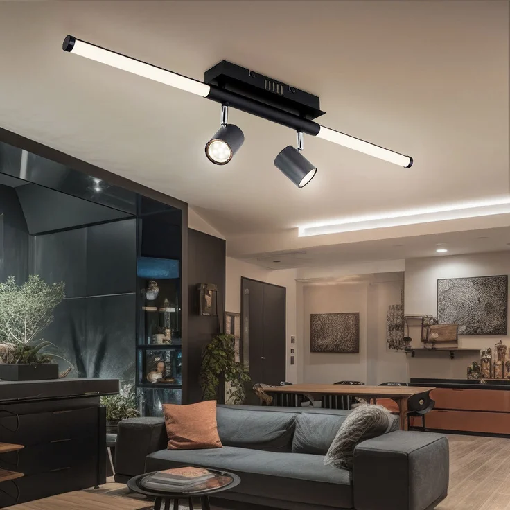 LED Deckenleuchte, schwarz, bewegliche Spots, L 80,4 cm – Bild 2