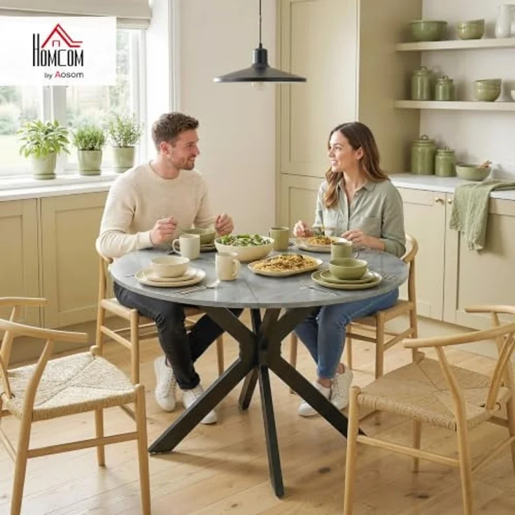 HOMCOM Klapptisch Esstisch mit Spinnenfuß aus Stahl für Kleine Räume, Zementgrau (Küchentisch, 1-St, Esszimmertisch), Klappbar, platzsparend, für 2-6 Personen – Bild 2