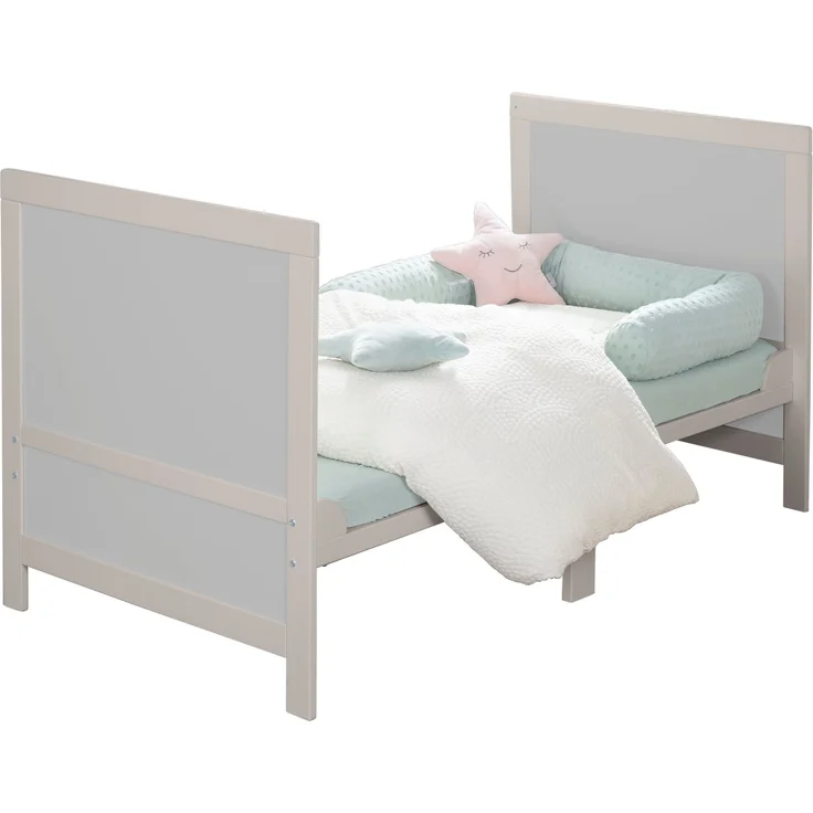 roba Babybett EASY SLEEP 70 x 140 cm inkl. Umbauecken - Mitwachsendes Gitterbett 3-fach höhenverstellbar - 3 Schlupfsprossen - Holz natur / grau – Bild 13