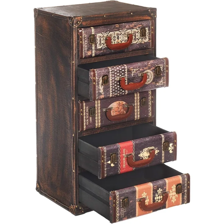 Kobolo Regal Kommode TAFARI aus MDF mit bedrucktem Kunstleder