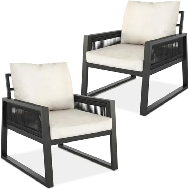 tectake Gartenlounge-Set Terrassenset Captive im Rope-Design mit Aluminiumgestell, (Set, 2-tlg), Extra dicke und große Sitzpolster und Rückenkissen – Bild 2