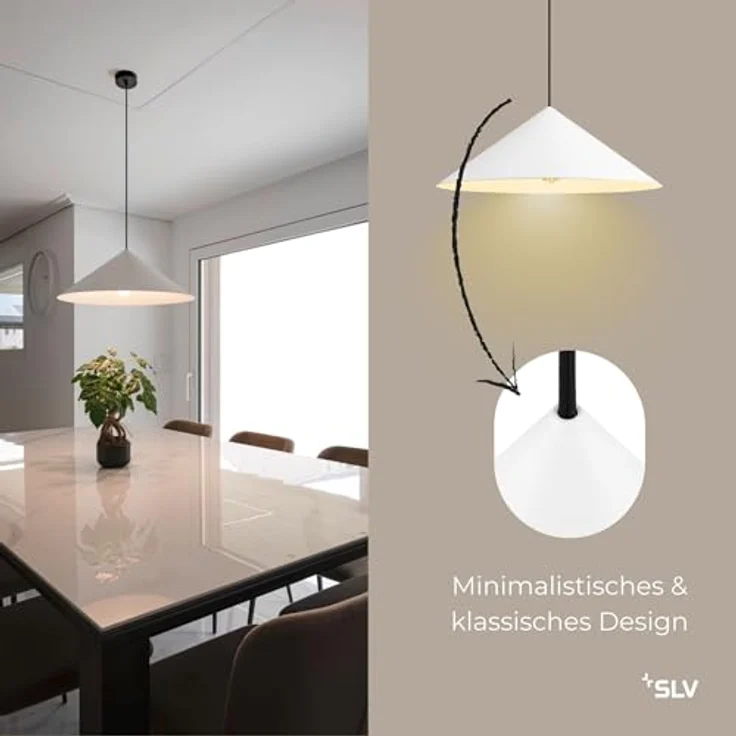 SLV MAGICO 55 Pendelleuchte E27, 180 cm Pendellänge, max. 10W, matt weiß, dimmbar – Bild 2