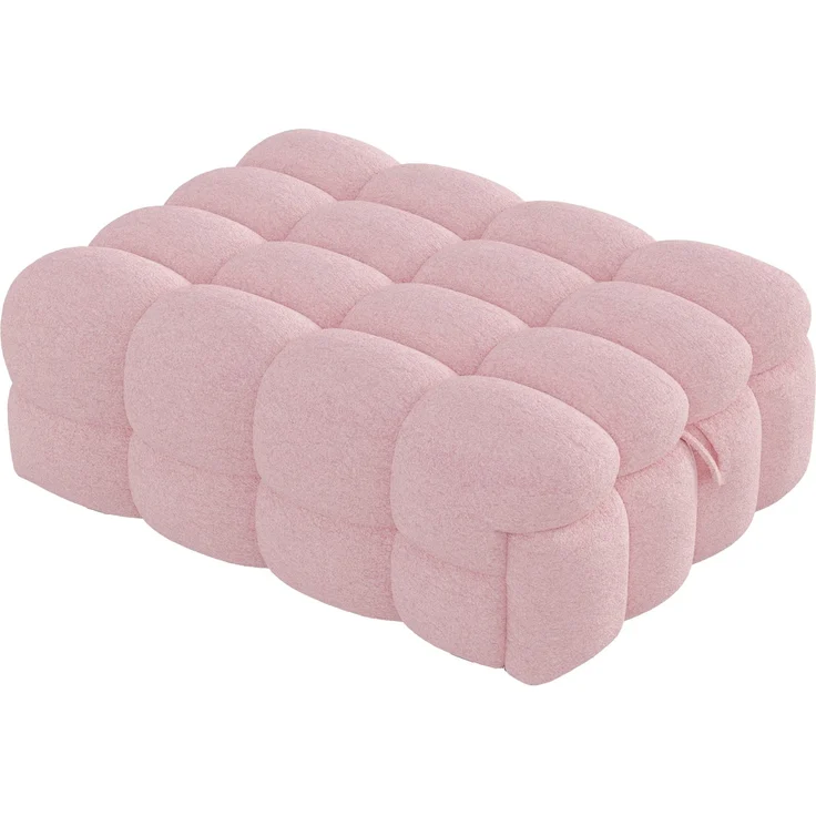 ZUBALIYA Schlafsofa, Bouclé-Bezug, Ausziehbett, Rosa – Bild 11
