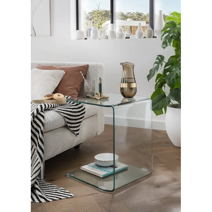 Beistelltisch >7/147< in Klarflas, Glas - 45x51x50cm (BxHxT)