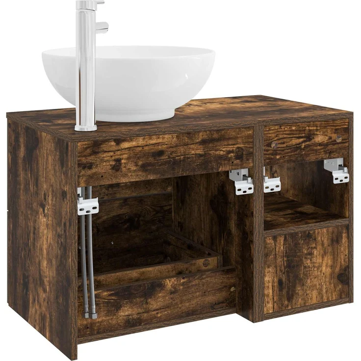 vidaXL Badezimmerschrank-Set 2 stk. Geräucherte Eiche 3403916 – Bild 6