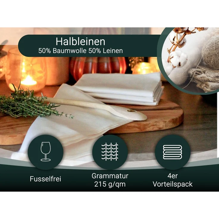 ZOLLNER Geschirrtuch, (Spar-Set, 4-tlg), 50 x 70 cm, 50% Baumwolle, 50% Leinen, vom Hotelwäschespezialisten – Bild 3