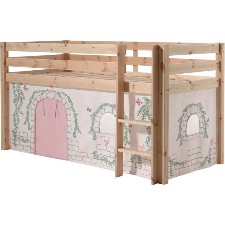 Kinderbett Karolina 210x114x106 Massivholz Natur Textilset Burg 1 – Bild 1