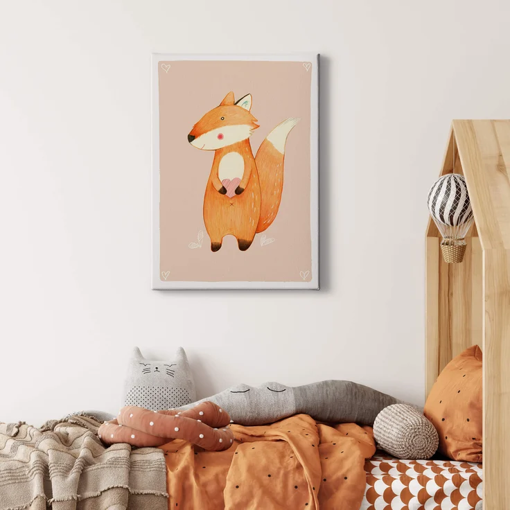 Leinwandbild Kinderzimmer Fuchs Braun Beige 50x70 DD123192 Keilrahmen Wandbild – Bild 2