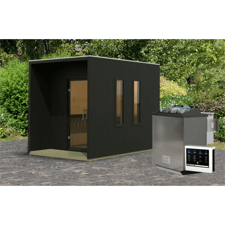 Karibu Saunahaus Laguna mit 9kW Bio-Ofen in zwei Farben erhältlich schwarz