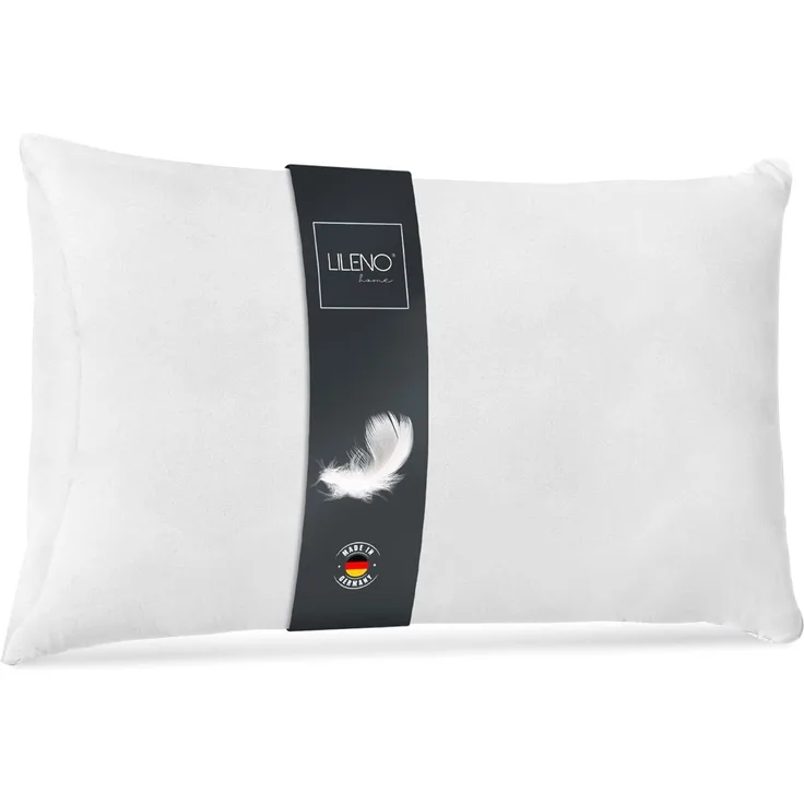 LILENO HOME Federkissen 40x80 cm [1er Set] - Kissen 40x80 cm aus Federn als Kopfkissen, Schlafkissen u. Bettkissen perfekt für Allergiker und Kinder - Federkernkissen mit je 600 g
