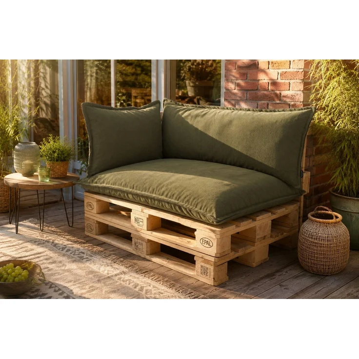 TexDeko Palettenkissen TexDeko Cord Halbes Palettenkissen für Palettensofa wasserabweisend, Premium-Qualität, Cord 60x80x18cm gepolstert In- & Outdoor – Bild 2