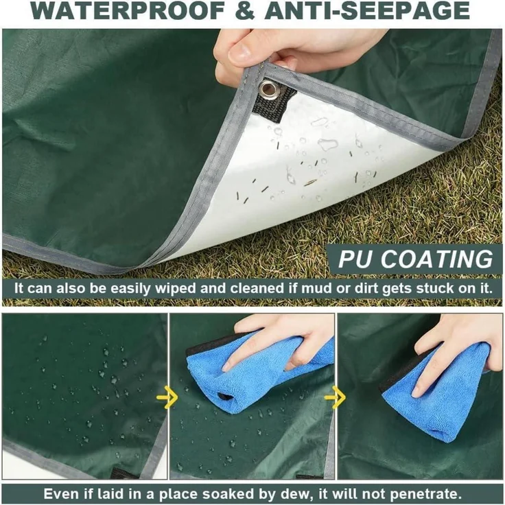 Flintronic Tarp 3x3m Wasserdicht Sonnensegel Camping UV Schutz Heringe Seile – Bild 3