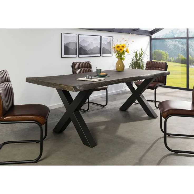 Baumtisch Mango 200x100x77 grau lackiert / X-Beine anthrazit matt FREEFORM 5 – Bild 8