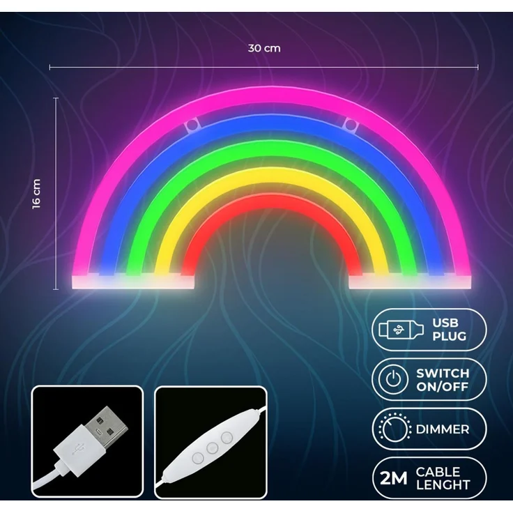 Neon LED Leuchte "Regenbogen" 5 Farben – FLNE14X – Forever Light – Bild 2