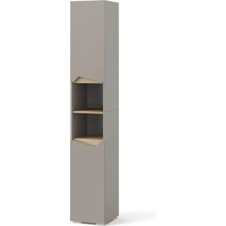 Badschrank Marelle Greige/Artisan 30 x 180 cm mit Türen, und offenen Fächern Vicco – Bild 1
