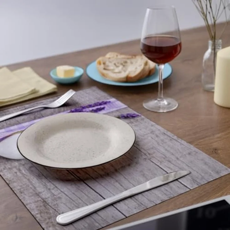 matches21 HOME & HOBBY Platzset Abwaschbare Tischsets 8er Set Landhaus-Stil Lavendel Holz-Optik, (8-St), Platzsets als Tisch-Untersetzer und Tisch-Deko für Esstisch Teller – Bild 7