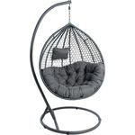 Hängestuhl Hängekorb Polyrattan XXL Hängesessel mit Gestell Sitzkissen Anthrazit