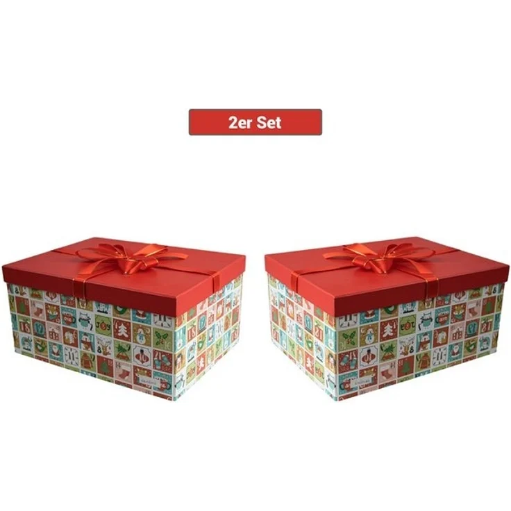 hausleben Geschenkbox Geschenkkarton mit Deckel – Faltbare Geschenkbox (2 St), Stabiler Karton mit Deckel für große Geschenke – Bild 4